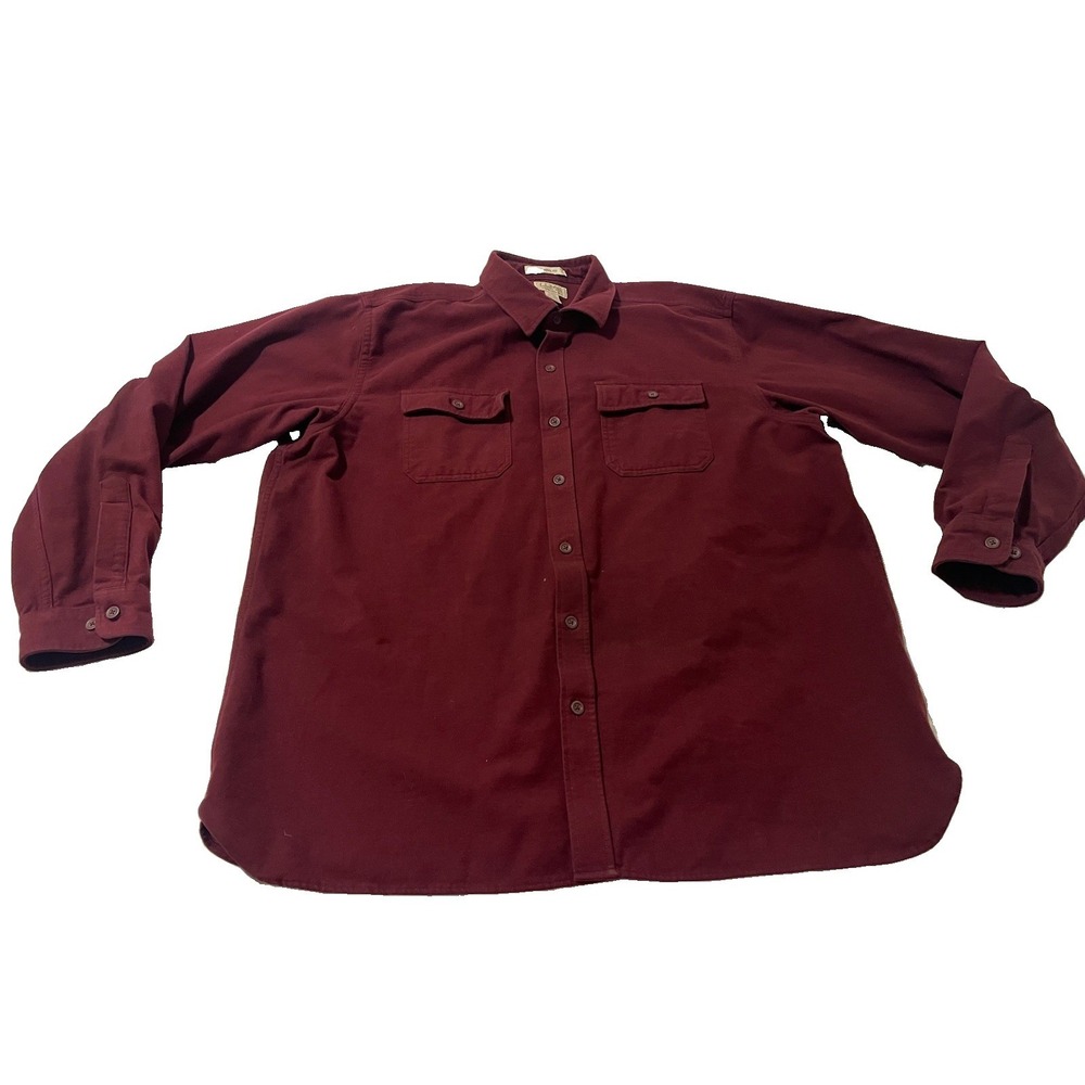 L.L. Bean Men XXL Burgundy Traditional Fit Long Sleeve Heavyweight Flannel Shirt